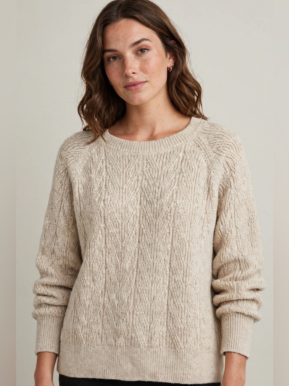Old Navy Cream Cable Knit Scoopneck Sweater - NWOT